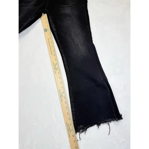 Flying Monkey Jeans Women’s Sz 29 Black High Rise Cropped Flair Distressed - Picture 12 of 14